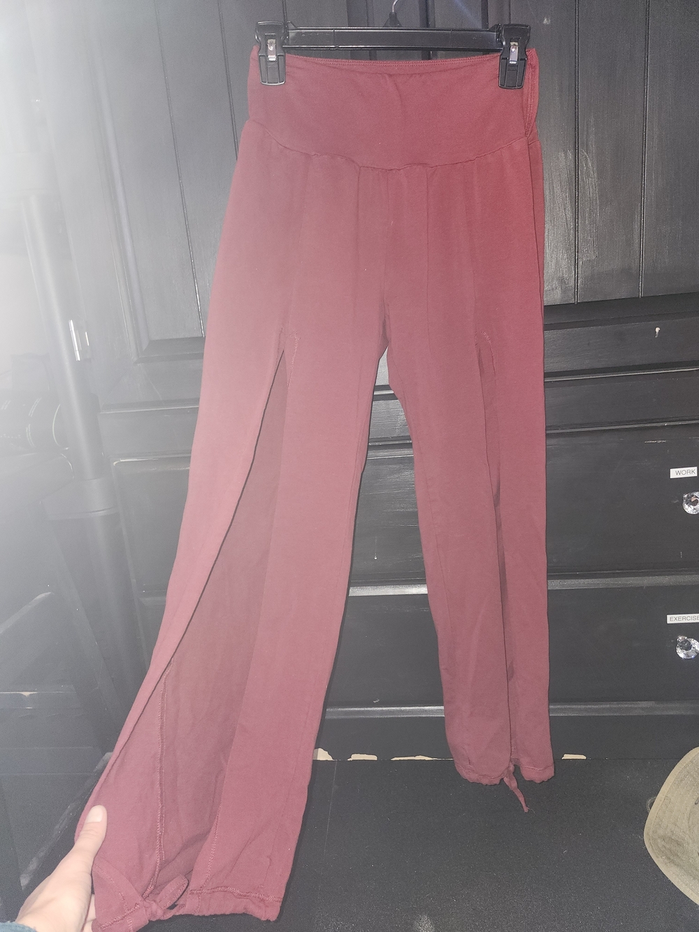 Front Slit Geenie Yoga Pants in Burgundy
